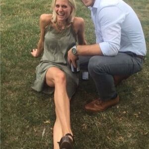 Guess lace detailed silk dark green dress midi